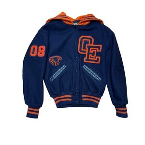 Vintage DeLong Varsity Jacket – “OE” Eagles Chenille Patches – USA Made SIZE S